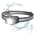 LED Headlamp Super Bright Headlamps Rechargeable USB Head Torch with Red Light 6 Modes Zoomable Headlamp Running Water Resistant 210LM 1200mAh for Jogging, Running, Camping, Cycling, Fishing, Children