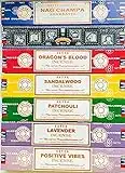 Satya Incense Gift Set Nag Champa, Super hit, Dragon's Blood, Sandalwood, Patchouli, Lavender, Positive Vibes, 15 g