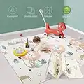 Baby Playmat for Crawling,0.6in Thick Extra Large Foldable Play Mat for Baby, Waterproof Non Toxic Anti-Slip Reversible Foam Playmat for Toddlers Kids(79 * 71 * 0.4)