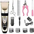 Sminiker Dog Clippers Grooming Kit Rechargeable Cordless Dogs Cats Horses Trimmer Grooming Clippers Quiet Pet Grooming Kit