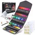 ZSCM Duo Tip Brush Coloring Pens,60 Colors Art Markers,Fine & Brush Tip Pen for Kids Adults Coloring Book Bullet Journals Planner Writing Drawing Note Taking, Include Brush Lettering Calligraphy