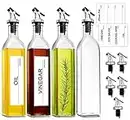 GMISUN Oil Dispenser Bottle 4 Pack，Oil And Vinegar Dispenser Bottles Set For Kitchen, Glass Cooking Oil Container Cruet, Oil Pourer Spout, Funnel And Labels, Clear