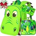 3PCS Toddler Backpack for Boys, 12'' Dinosaur Bookbag and Lunch Box Kindergarten Preschool Bag