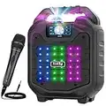 VerkTop Karaoke Machine, Portable Karaoke Systems for Adults & Kids Bluetooth Karaoke Speaker Machine with Disco Lights and Wired Microphone