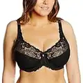 DELIMIRA Women's Plus Size Full Coverage Non Padded Underwire Minimizer Lace Bra Black 36E