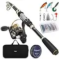 Magreel Telescopic Fishing Rod and Reel Combo Set with Fishing Line, Fishing Lures Kit& Accessories and Carrier Bag for Saltwater Freshwater, 1.8M-5.91FT