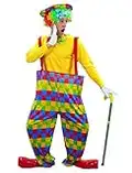 FNA Fashions® Adult Rainbow Clown Circus Costume Boys Hen Do Night Party Fancy Dress Outfit (Clown Costume, One Size)