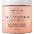 MAJESTIC PURE Himalayan Salt Body Scrub with Lychee Oil, Exfoliating Salt Scrub to Exfoliate & Moisturize Skin, Deep Cleansing - 10 oz