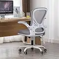 DYHOME Silla de Oficina Ergonomica, Silla de Malla, Silla Oficina Giratoria, Silla Escritorio Altura Ajustable con Reposabrazos Plegables y Soporte Lumbar Traspirable para Estudio o Trabajo (Gris)