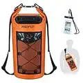 Piscifun Dry Bag, Waterproof Floating Backpack with Waterproof Phone Case for Kayking, Boating, Kayaking, Surfing, Rafting and Fishing, Orange 10L