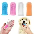 Hundezahnbürste Fingerling,Bileumec zahnpflege hund Pet Finger Zahnbürste, Fingerlinge Hunde Zahnpflege,Anti-Plaque Finger Hund, Lebensmittelechtem Silikon 360° voll Umschlungene Borsten (4 Stück)