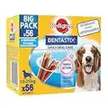 PEDIGREE DENTASTIX Sticks Dentaires pour Moyen Chien 10-25kg - 56 Bâtonnets à Mâcher (Lot de 8 Sachets de 7 Friandises) - Hygiène Bucco-dentaire, Scientifiquement Prouvé, Nettoyage Dents au Quotidien