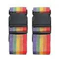 2 Pack Suitcase Belts, Adjustable Luggage Straps, Bright Colors Travel Packing Straps with Quick Release Buckle (Rainbow)