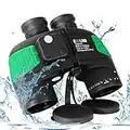 ESSLNB Marine Binoculars 7X50 Compass Binoculars BAK4 Prism with Night Vision Rangefinder Compass Strap and Bag 100% IPX7 Waterproof For Hunting Bird Watching Boating