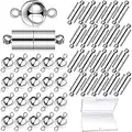 40 Pieces Jewelry, Column Round Magnetic Clasp Connectors Magnet Bracelet Extenders Magnetic Locking Clasp for Bracelet Necklace Making (Silver)