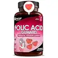 Folic Acid Pregnancy Gummies High Strength Folate Vitamins - Chewable Folic Acid Vegan Prenatal Vitamins for Women 400mcg, Vitamin B9 Prenatal Conception - Pregnancy Supplements, Real Fruit Juice