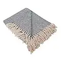 DII 100% Cotton Diamond Herringbone Throw for Indoor/Outdoor Use Camping, BBQ's, Beaches, Everyday Blanket - 50 x 60, Nautical Blue