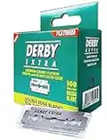 Derby Extra Double Edge Safety Razor Blades, Silver, 100 Count (Pack of 1)