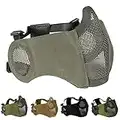 AOUTACC Faltbare Airsoft Maske Halbe Gesichtsmaske mit Gehörschutz, Mesh-Maske für Airsoft CS War Game Jagd Paintball