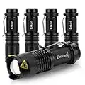 Enkarl Mini torcia a LED, super luminosa, confezione da 5, 350 lumen, 3 modalità, zoom, batteria AA con clip (batteria non inclusa)