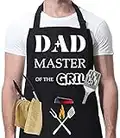 FunChaos BBQ Apron for Men, Dad's Apron, Black Waterproof Apron, Adjustable Chef Apron with 2 Pockets, Personalised Apron for Grilling Cooking Kitchen, Gifts for Men Dad Husband Boyfriend