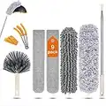 Feather Duster 9PCS, Extendable Dusters for Cleaning with Extension Pole 30 to 100 Inches, Newliton Long Telescopic Duster for Cleaning Cobweb Fan Cleaner High Ceiling, Blinds, Lights, Cars