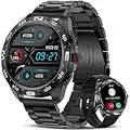 LIGE Montre Connectée Homme avec Appel Bluetooth/Mot de Passe de Protection, Montre Connecté 20 Modes Sportifs/Fréquence Cardiaque, Smartwatch IP67 Étanche pour Android iOS, 2 Bracelets, Noire