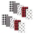 Hudson Baby Unisex Baby Cotton Flannel Burp Cloths, Plaid Moose, One Size