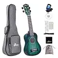 Winzz Kids Adults Ukulele Soprano Beginner Kit, 21 Inches Ukulele Set Blue-green with 8 Accessories, Unique Color Design