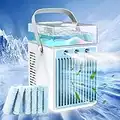 Portable Air Cooler, 4 in 1 Rechargeable Evaporative Personal Air Conditioners Humidifier with 6 Ice Boxes, 3 Speeds Mini Air Conditioner Desktop Cooling Fan for Office Tent Bedroom