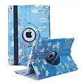 Funda Giratoria para iPad 9.7 Pulgadas 5.ª/6.ª Generación, iPad Air 2 / iPad Air - Funda Protectora con Función Atril Giratoria de 360 Grados con Encendido Automático (Flor de Albaricoque)