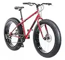 Mongoose Dolomite Mens Fat Tire Mountain Bike, 26-inch Wheels, 4-Inch Wide Knobby Tires, 7-Speed, Steel Frame, Front and Rear Brakes, Red