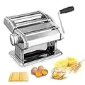 Pasta Machine, 150 Roller Manual Pasta Makers with 7 Adjustable Thickness Setting, 2 in 1 Dough Cutter, Hand Crank and Instructions, Best Kitchen Gift Set for Homemade Noodle Dumpling Skin Spaghetti