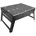 XMSound Portable Charcoal Grill - Stainless Steel Folding Grill Tabletop Outdoor Smoker BBQ for Picnic Garden Terrace Camping Travel (Small 14''x11''x8'')