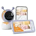 BOIFUN Baby Monitor, 360° AI Detection & Alarm, Mobile APP Remote Control & LCD Monitor, Video Baby Monitor Camera (Moniteur Bébé) with 5 Inch 1080p Wireless Display, Sound& Motion Detection,Battery