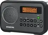 Sangean PR-D18BK AM/FM/Clock Portable Digital Radio with Protective Bumper (Black/Gray)