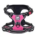 PoyPet No Pull Dog Harness, No Choke Front Clip Dog Reflective Harness, Adjustable Soft Padded Pet Vest with Easy Control Handle for Small to Large Dogs(Pink,M)