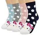 JJMax Women's Hello Kitty Cute Cotton Blend Ankle Socks Set, Polka Dot Crew Socks, One Size