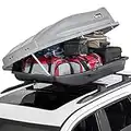 TACTIK Rooftop Cargo Carrier Hard Shell, X-Large, Grey - Rooftop Cargo Carrier for Top of Vehicle - Car Roof Cargo Carrier - Load & Unload from Both Sides - Made in USA - 57" x 38.5" x 17.75"