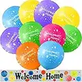 Welcome Home Decoration Set Includes 18 Pieces Welcome Home Tropical Balloon 12 Inch Latex Balloon and Welcome Home Foil Holographic Bunting Banner for Home Decoration Family Party Supply