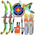 3 Pack Bow and Arrow for Kids 8-12, Kids Archery Set with LED Crossbow & 2 Light Up Bows & Bigger Stand Target & 15 Arrows, Kids Bow and Arrow Set for Boys 4-6 with 2 Quivers