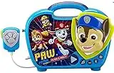 EKids PW-115 Paw Patrol Sing Along Boombox with Microphone, Built in Music, Flashing Lights, Real Working Mic for Kids Karaoke Machine, Connects Mp3 Player Aux in Audio Device, Blue