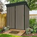 UDPATIO Outdoor Storage Shed 5x3 FT, Metal Garden Shed for Bike, Garbage Can, Tool, Outside Sheds & Outdoor Storage Galvanized Steel with Lockable Door for Backyard, Patio, Lawn