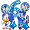 Sonic Balloons 6 Year Old Sonic Balloons for Birthday Party 6 Supplies Include Big Blue Number 6 Balloons Sonic Mylar Helium Balloons for Boys Girls Birthday Party Decorations Favors