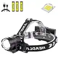 LED Headlamp Rechargeable, 120000 Lumens Super Bright Head lamp with 4 Modes, Outdoor Zoomable IPX6 Waterproof Headlight with Batteries, 90° Adjustable Bright Headlamps for Adults Camping Hiking