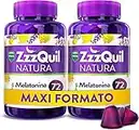 ZzzQuil Natura, Melatonina, Pastillas Para Dormir de Melatonina pura y Extractos de Valeriana, Camomila y Lavanda, 2x72 gummies, Sabor Frutos del bosque