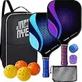 JoncAye Pickleball Paddles Set of 2, Pickleball Set with 2 Lightweight Rackets, 4 Indoor and Outdoor Balls, 1 Carrying Bag, 1 Mesh Ball Pouch, 2 Grip Tapes, Pickle Ball Raquette Set for Adults, Teens