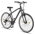 Licorne Bike Premium Trekking Bike in 28 Zoll - Fahrrad für Jungen, Mädchen, Damen und Herren - Shimano 21 Gang-Schaltung - Herrenfahrrad - Jungenfahrrad - Life M-V - Schwarz/Grau