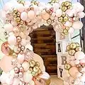 Rose Gold Balloon Arch Kit - 141 Pcs Rose Gold & Pink Balloon Arch Kit with 18 Inch 4D Rose Gold, Multi Sized Gold, Pink, Peach & Confetti Balloons for Birthday, Bridal Shower, Baby Shower Decorations