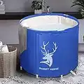 SMONTER Bañera portátil de 70 x 70, plegable, de pie, fácil de instalar, respetuosa con el medio ambiente, para baño o spa, para dos personas, cabeza de ciervo